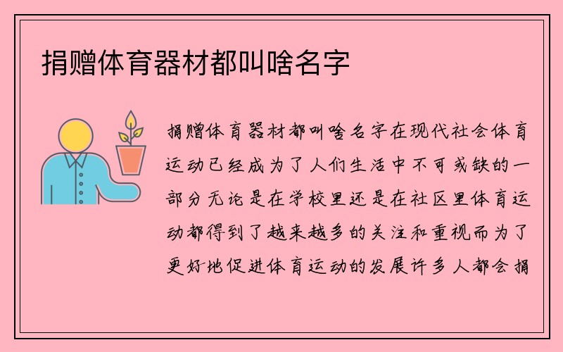 捐赠体育器材都叫啥名字